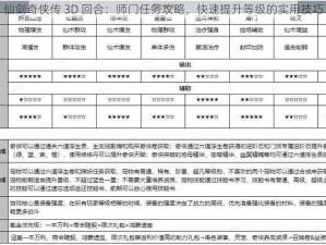 仙剑奇侠传 3D 回合：师门任务攻略，快速提升等级的实用技巧