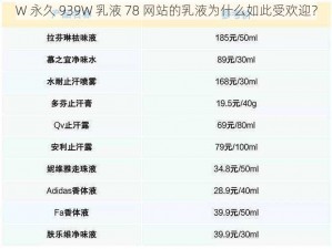 W 永久 939W 乳液 78 网站的乳液为什么如此受欢迎？