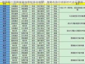 放开那三国跨服最强搭配阵容揭秘：策略布阵引领新时代战斗潮流