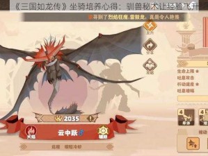 《三国如龙传》坐骑培养心得：驯兽秘术让经验飞升