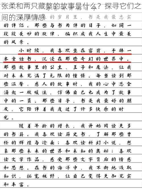 张柔和两只藏獒的故事是什么？探寻它们之间的深厚情感