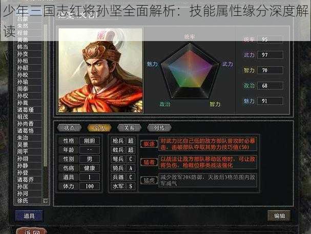 少年三国志红将孙坚全面解析：技能属性缘分深度解读