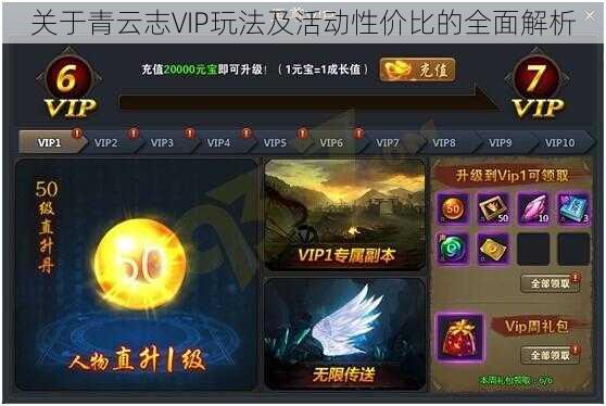 关于青云志VIP玩法及活动性价比的全面解析