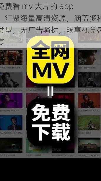 免费看 mv 大片的 app，汇聚海量高清资源，涵盖多种类型，无广告骚扰，畅享视觉盛宴