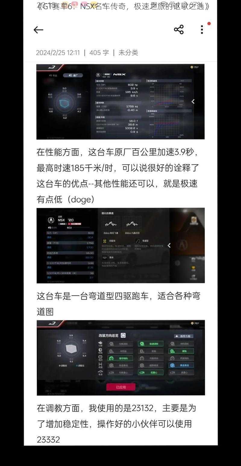 《GT赛车6：NSX名车传奇，极速之旅的讴歌之选》