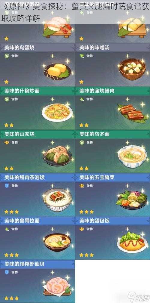 《原神》美食探秘：蟹黄火腿煸时蔬食谱获取攻略详解