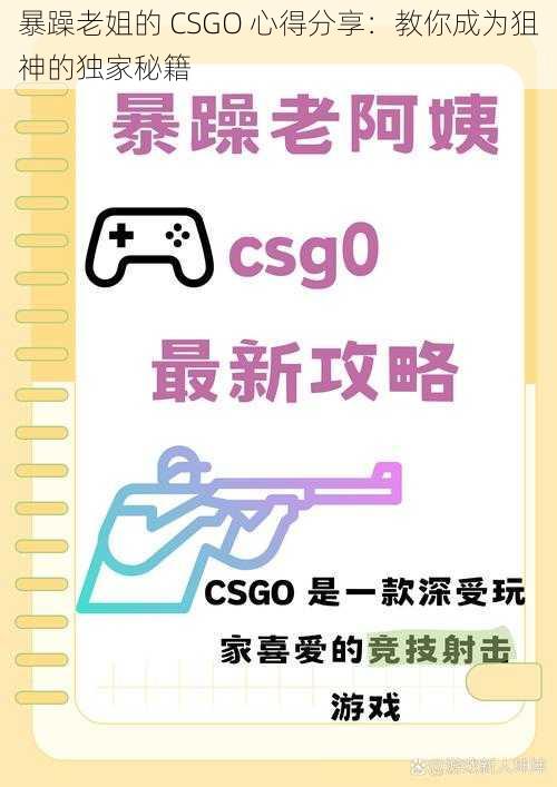 暴躁老姐的 CSGO 心得分享：教你成为狙神的独家秘籍