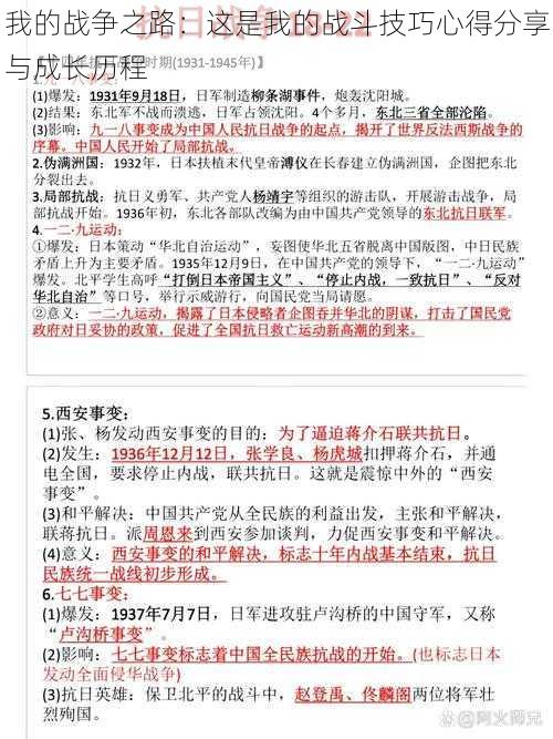 我的战争之路：这是我的战斗技巧心得分享与成长历程