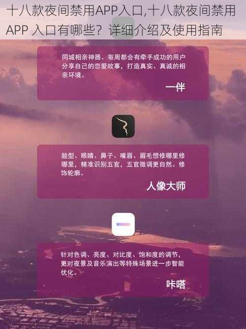 十八款夜间禁用APP入口,十八款夜间禁用 APP 入口有哪些？详细介绍及使用指南