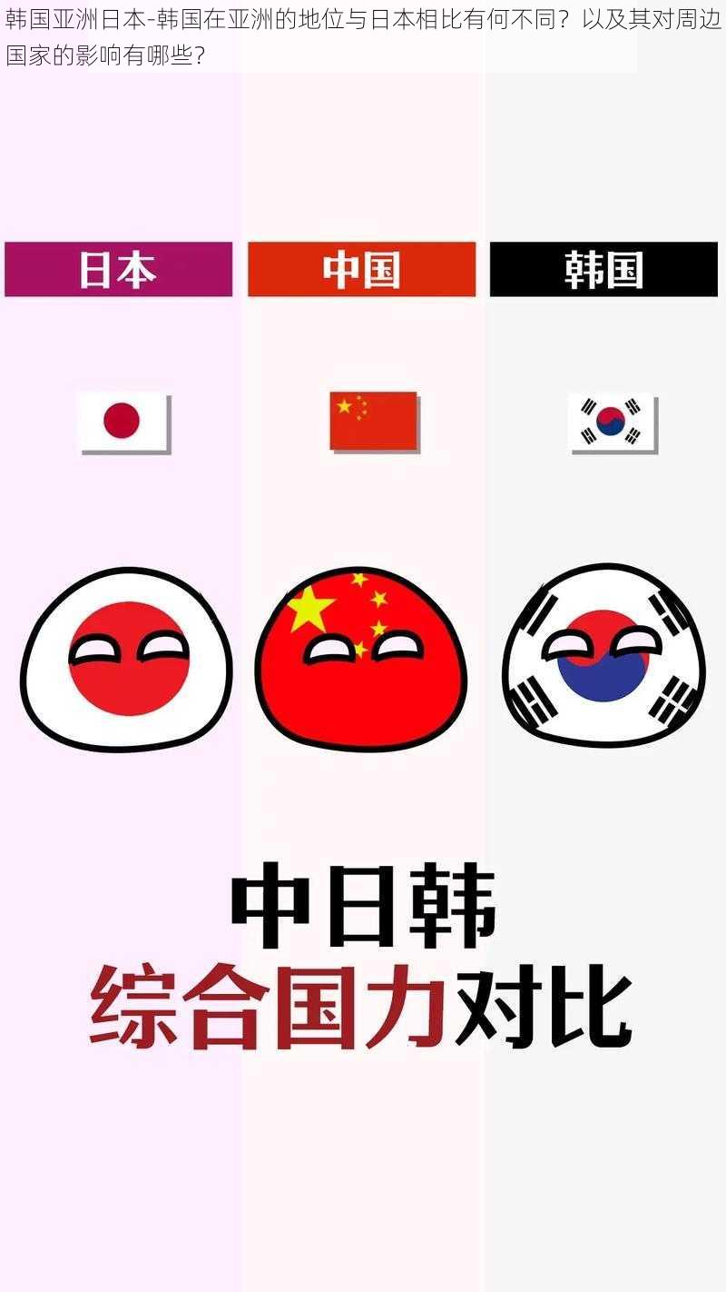 韩国亚洲日本-韩国在亚洲的地位与日本相比有何不同？以及其对周边国家的影响有哪些？