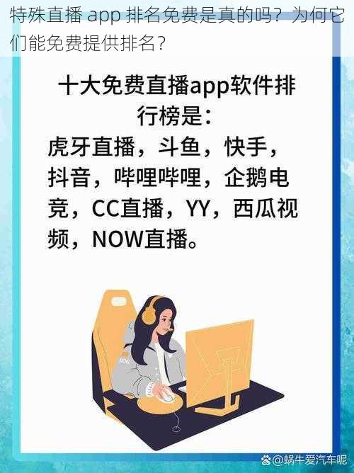 特殊直播 app 排名免费是真的吗？为何它们能免费提供排名？