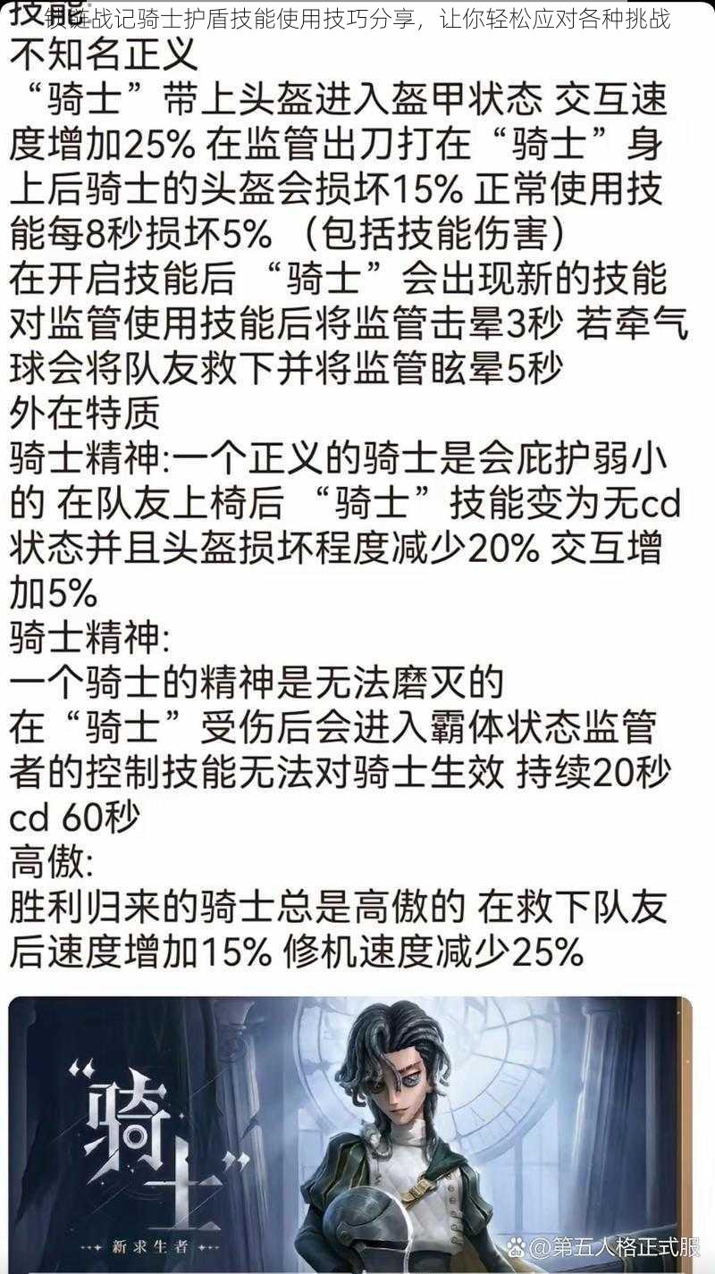 锁链战记骑士护盾技能使用技巧分享，让你轻松应对各种挑战