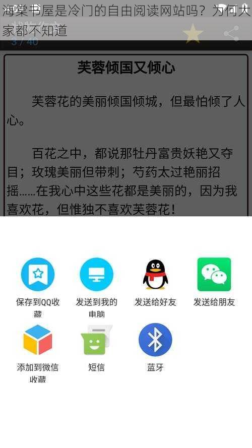 海棠书屋是冷门的自由阅读网站吗？为何大家都不知道