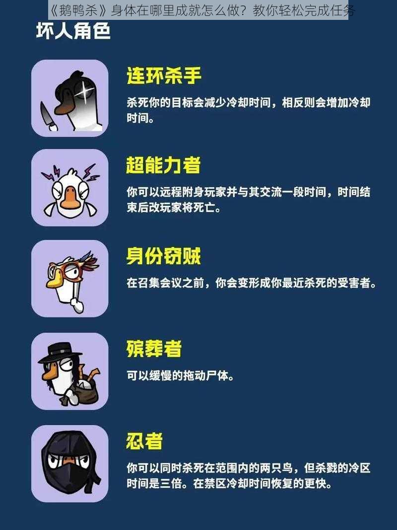 《鹅鸭杀》身体在哪里成就怎么做？教你轻松完成任务