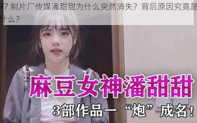 97 制片厂传媒潘甜甜为什么突然消失？背后原因究竟是什么？