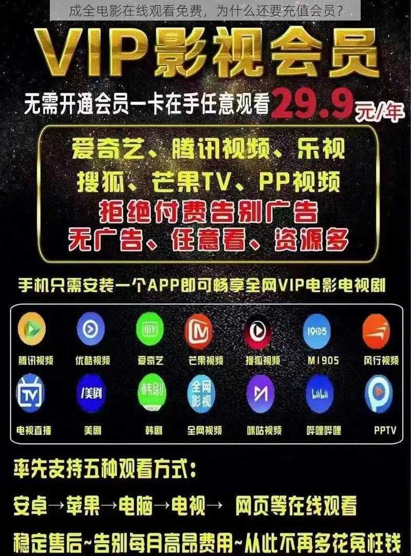 成全电影在线观看免费，为什么还要充值会员？