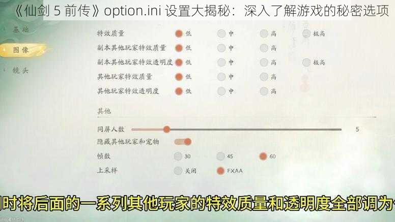 《仙剑 5 前传》option.ini 设置大揭秘：深入了解游戏的秘密选项