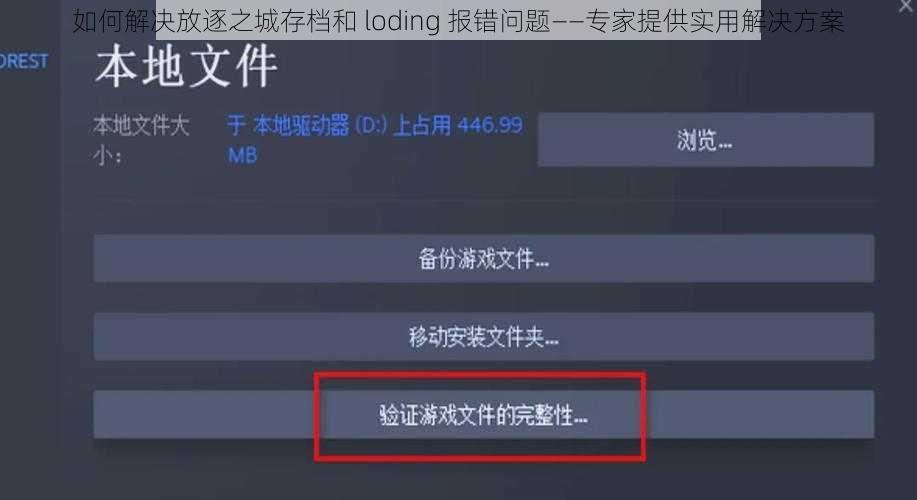 如何解决放逐之城存档和 loding 报错问题——专家提供实用解决方案