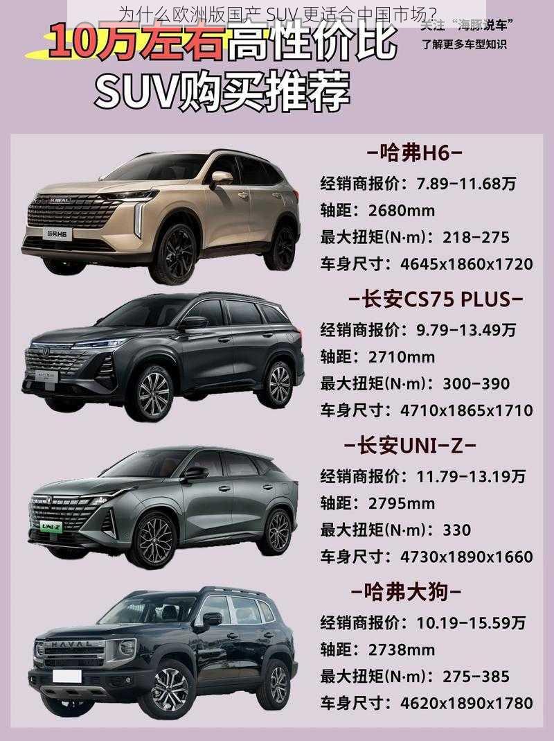 为什么欧洲版国产 SUV 更适合中国市场？