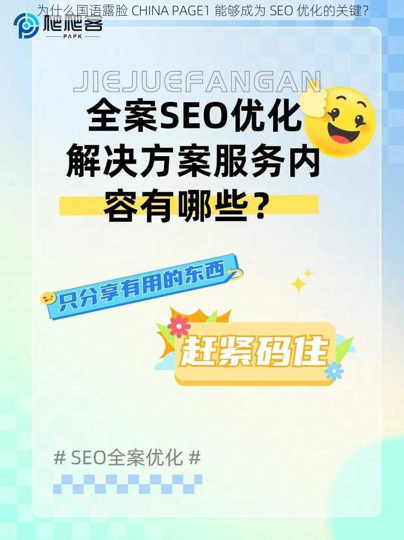 为什么国语露脸 CHINA PAGE1 能够成为 SEO 优化的关键？