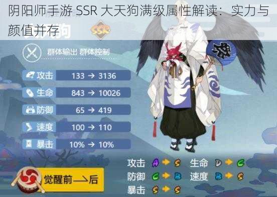 阴阳师手游 SSR 大天狗满级属性解读：实力与颜值并存