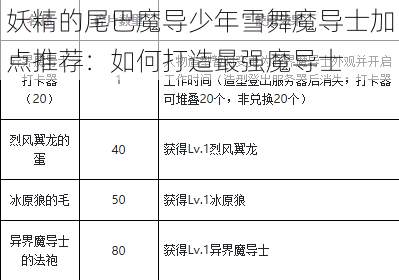 妖精的尾巴魔导少年雪舞魔导士加点推荐：如何打造最强魔导士