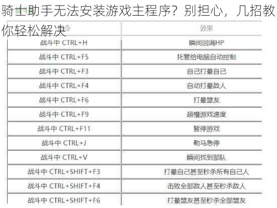 骑士助手无法安装游戏主程序？别担心，几招教你轻松解决