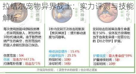 拉结尔宠物异界战士：实力评测与技能解析