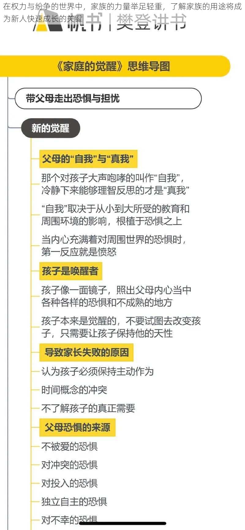 在权力与纷争的世界中，家族的力量举足轻重，了解家族的用途将成为新人快速成长的关键