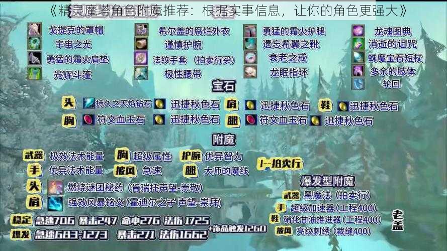 《精灵魔塔角色附魔推荐：根据实事信息，让你的角色更强大》